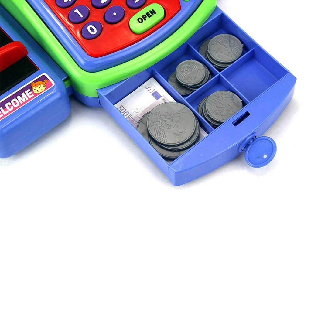 Durable Pretend Play Electronic Cash Register Toy for Kids | Educational Toys Gifts Toddlers with Realistic Actions and Sounds