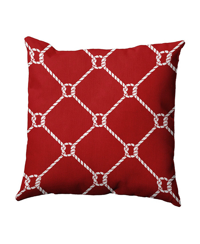 E by Design Ahoy! 16 Inch Red Decorative Nautical Throw Pillow