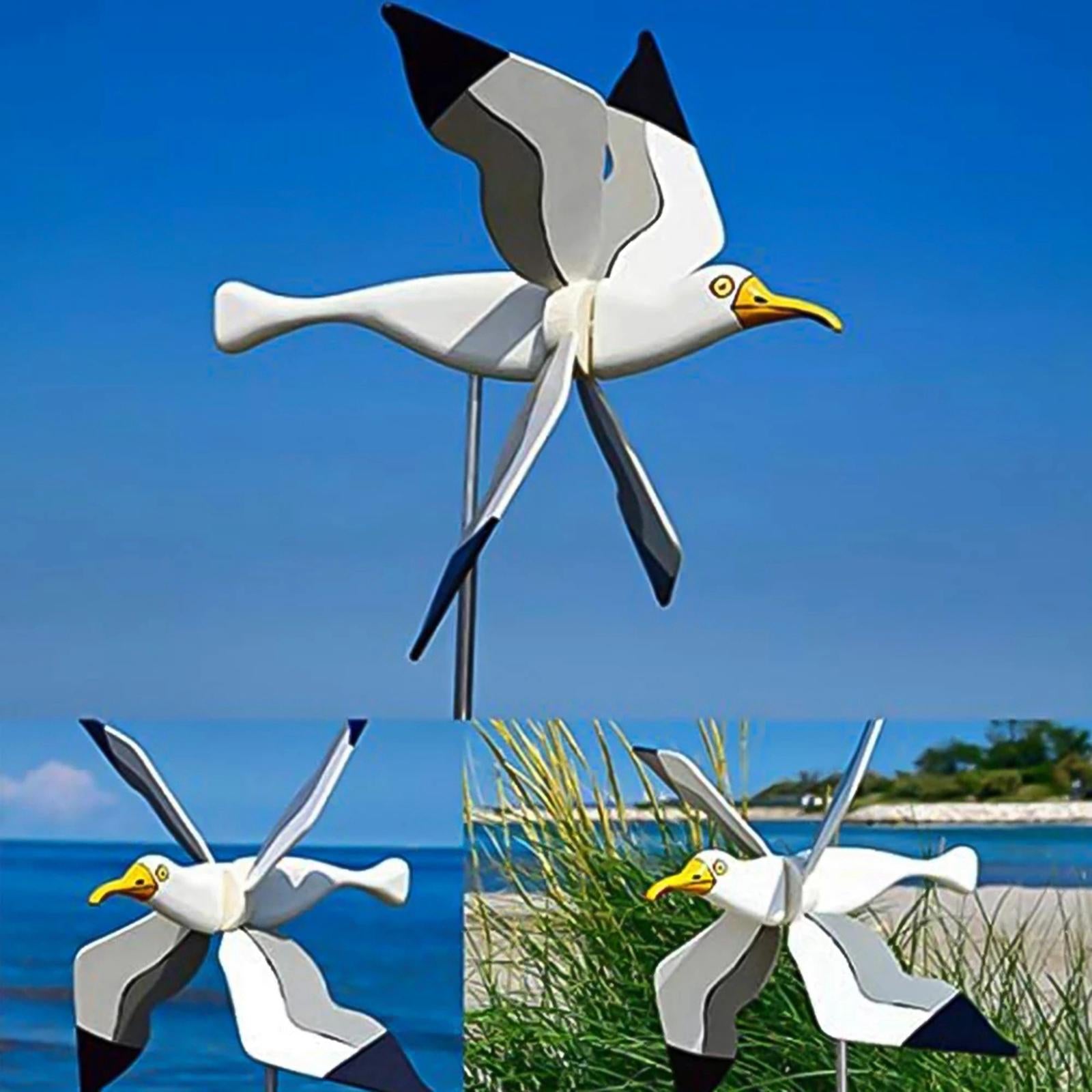 2 Pieces Seagull Windmill Garden Ornaments for Patio Outdoor Garden Decoration