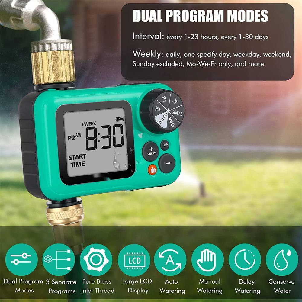 Cubilan Interval  7-Day Programmable Water Timer Sprinkler Timer with Dual Modes Garden Hose Timer with 3 Separate Programs B0BQYRLZX6