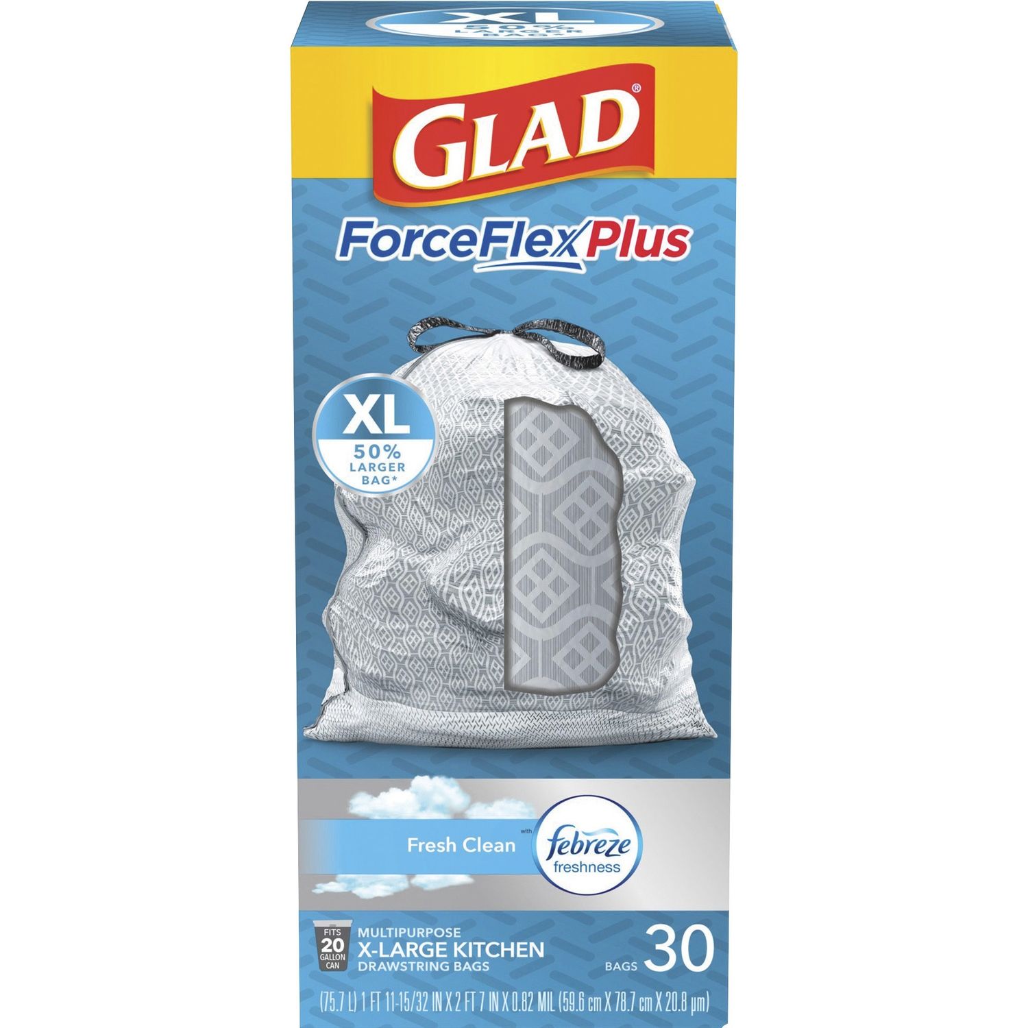 ForceFlexPlus XL X-Large Kitchen Drawstring Trash Bags by The Clorox Company CLO78913