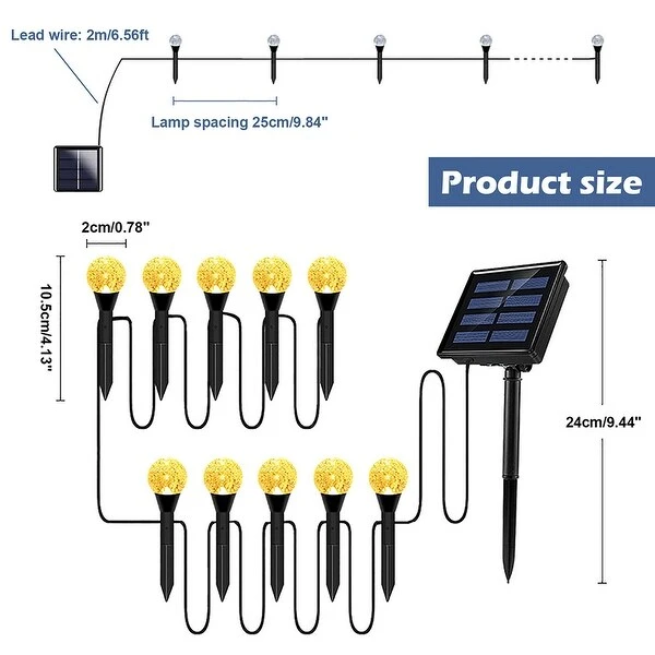 Solar LED Ball Stake Lights with Solar Panel