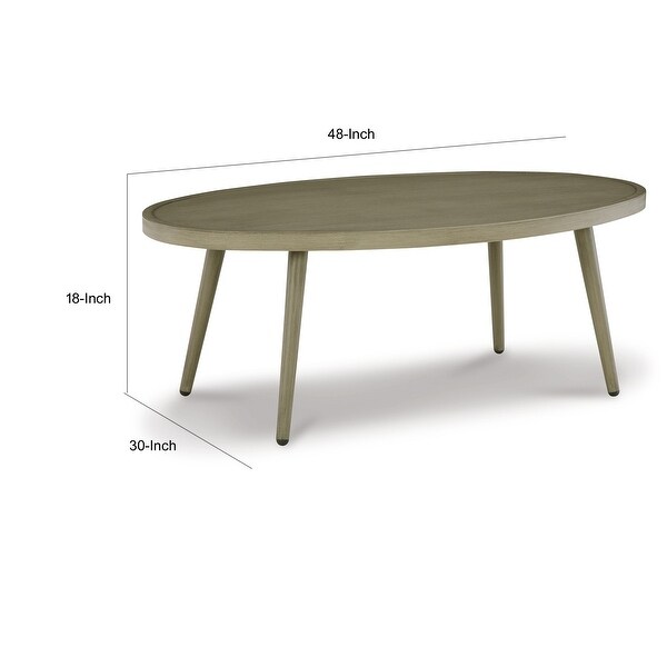 Sven 48 Inch Outdoor Coffee Table，Oval Top and Aluminum Frame，Brown