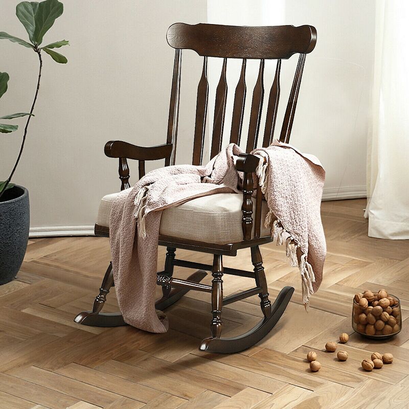 Rocking Chair with Solid Wooden Frame for Garden and Patio