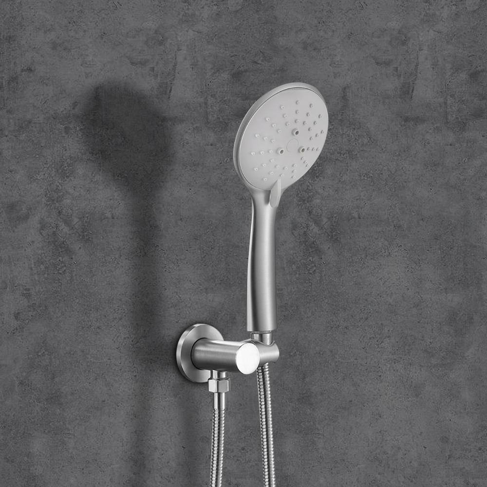 Maincraft 5-Spray 10 in. 3.2 GPM Wall Mount Dual Shower Heads with Handheld Built-In Shower System in Brushed Nickel HHK-88040BN-10