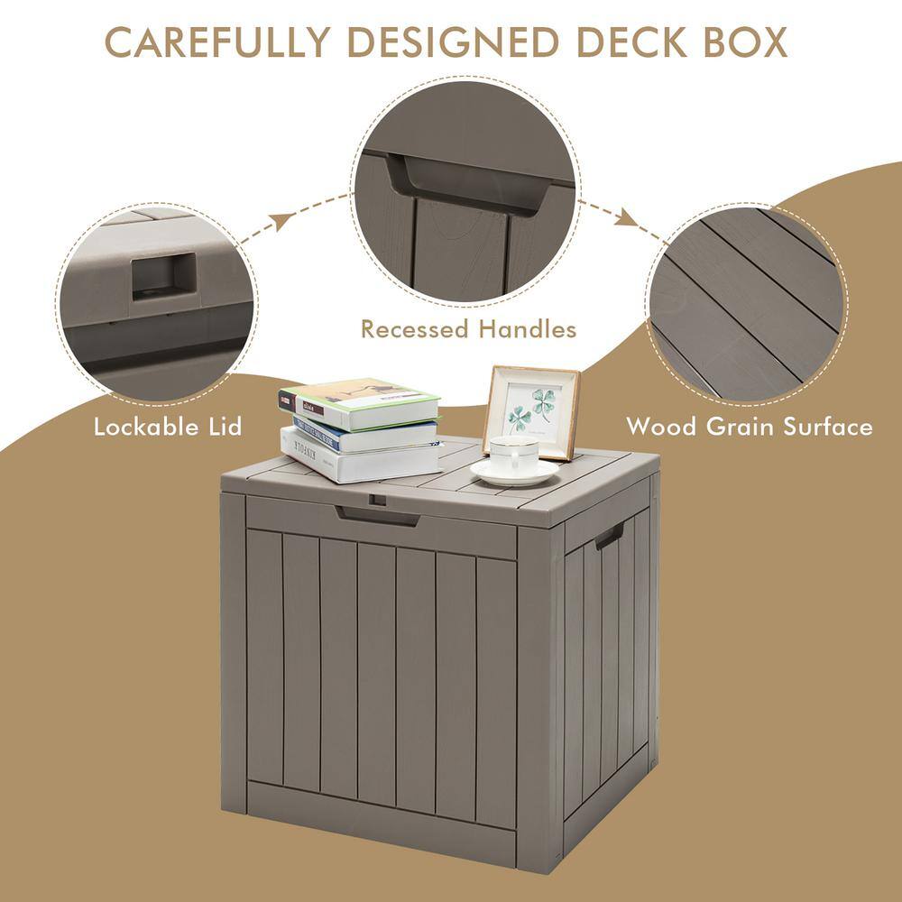 Costway 30 Gal. Deck Storage Box in Brown Container Seating Tools Organization Deliveries NP10310CF