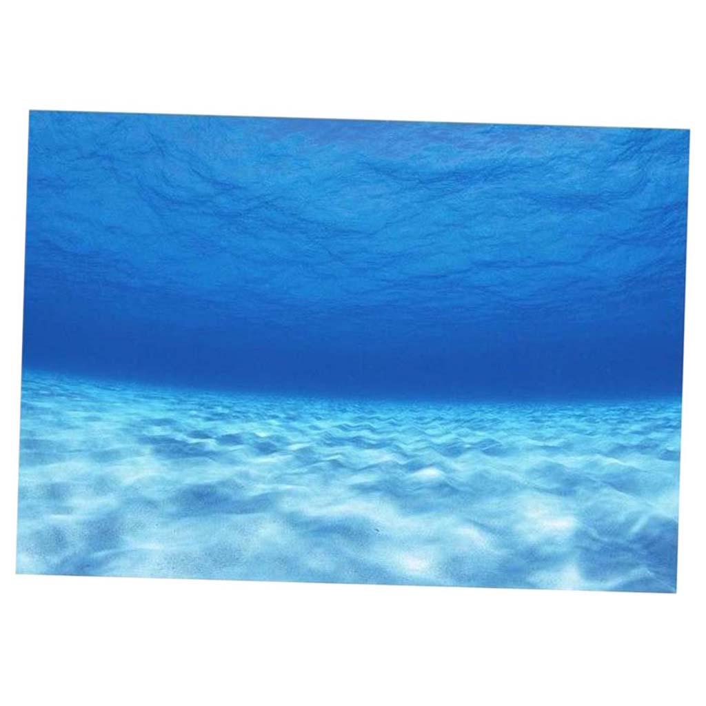 Side Decorative Aquarium Background Poster Fish Tank Backdrop Static Cling Sticker， Undersea - 122x46cm