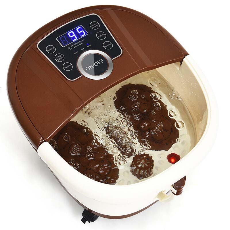 Heated Foot Spa Bath Massager with Bubbles, 16 Pedicure Shiatsu Roller Massage Points, Electric Foot Soaker Tub