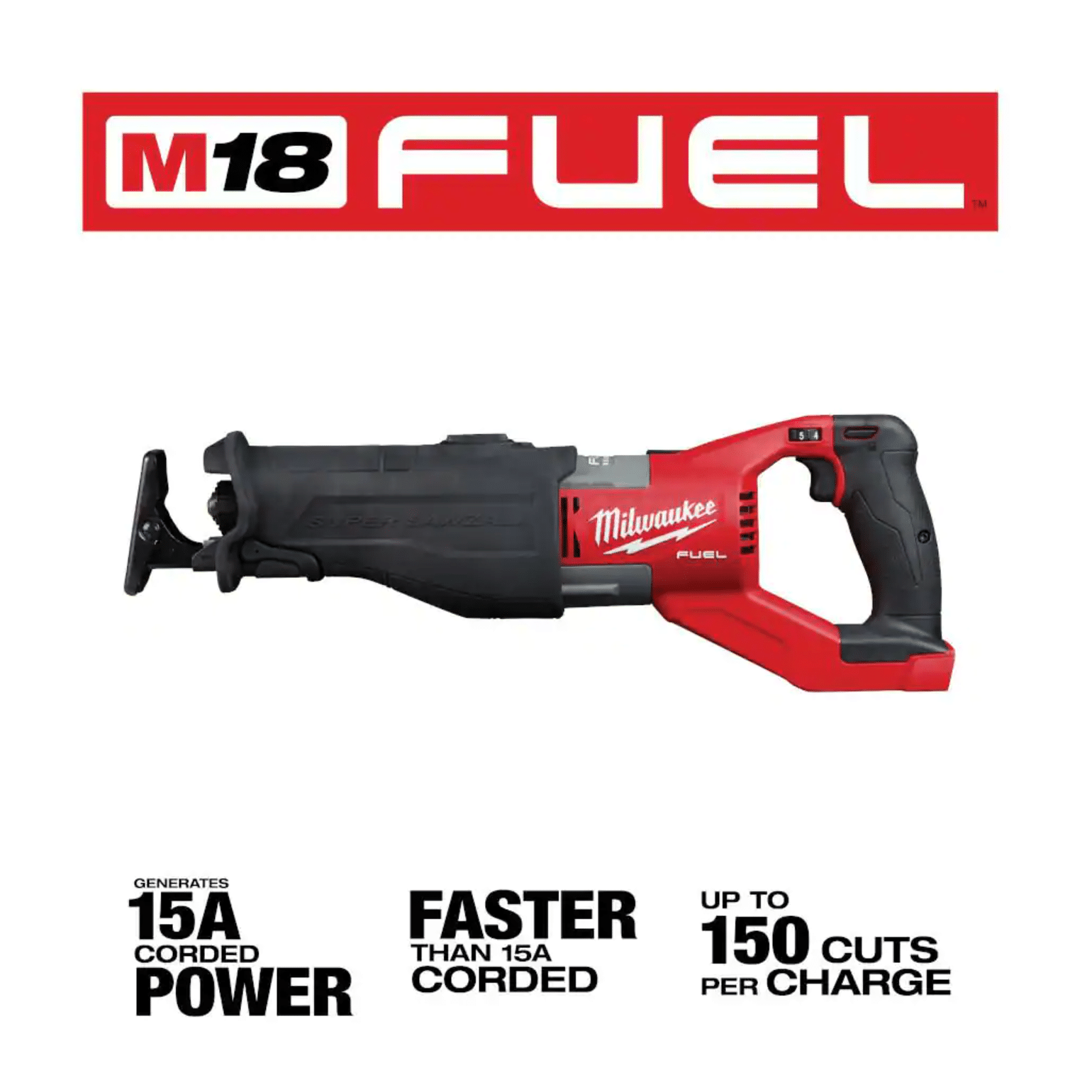 Milwaukee M18 Fuel 18-Volt Lithium-Ion Brushless Cordless Super Sawzall Orbital Reciprocating Saw， Tool-Only (2722-20)