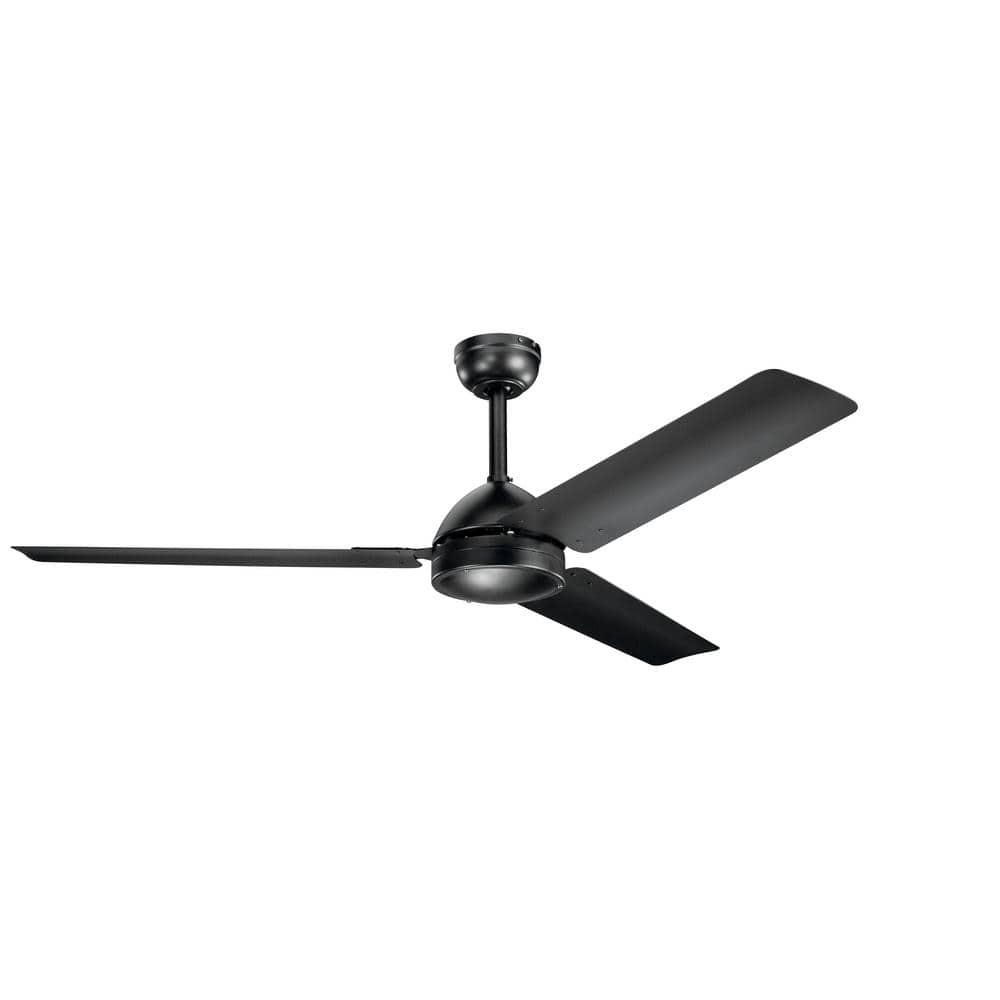 KICHLER Todo 56 in IndoorOutdoor Satin Black Downrod Mount Ceiling Fan with Wall Control