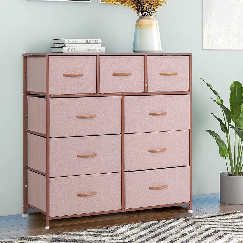 Wide Dresser Storage Tower with 9 Drawers