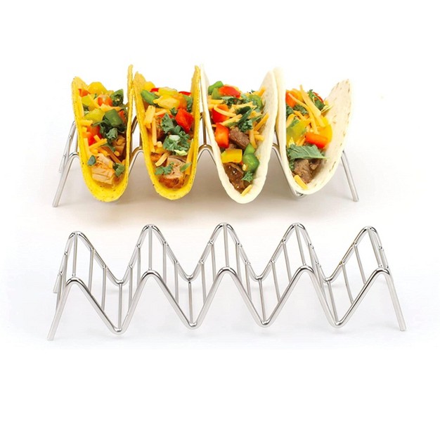 2 Lb Depot Stainless Steel Stackable Taco Holders Holds 4 Or 5 Hard Or Soft Tacos Set Of 2