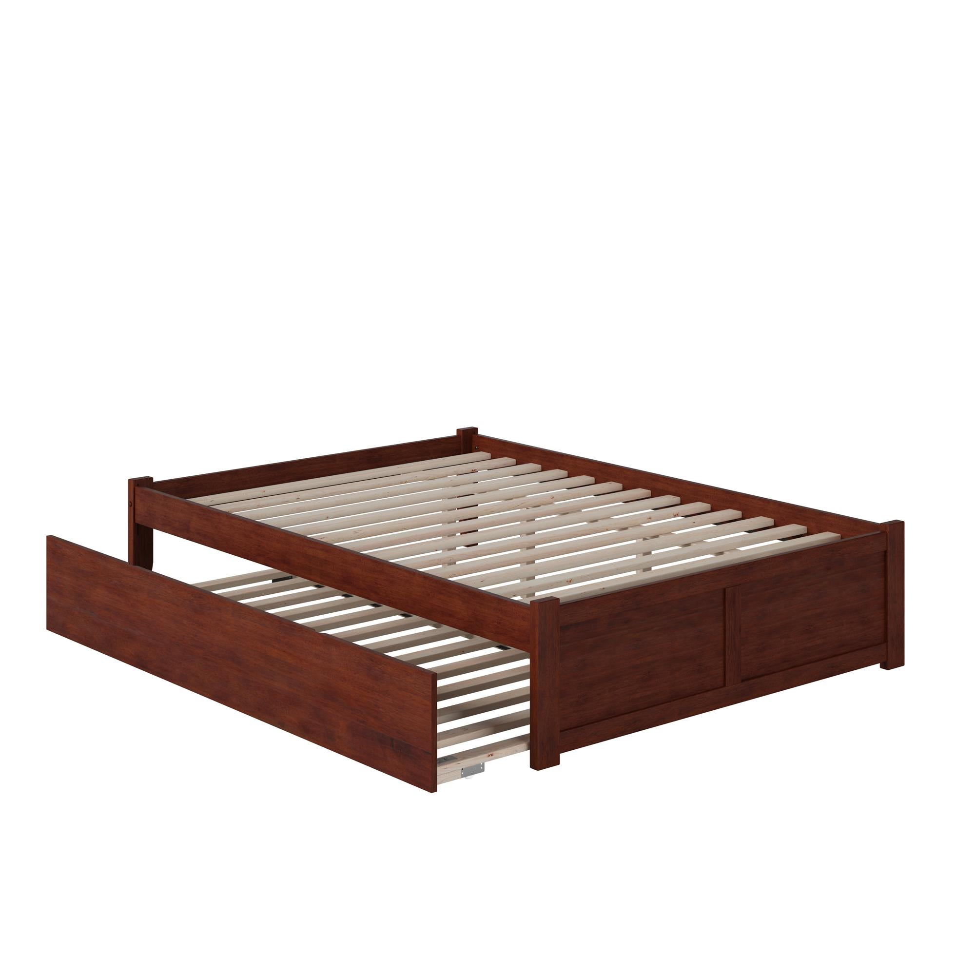 Concord Full Platform Bed with Flat Panel Foot Board and Twin Size Urban in Walnut