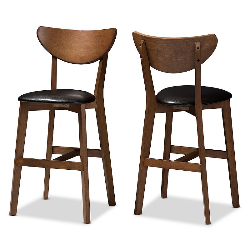 Baxton Studio Mid-Century Black Counter Stool 2-piece Set