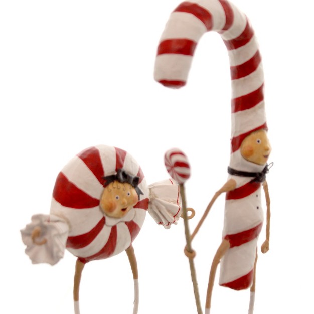 Lori Mitchell Patsy amp Peppie Mint Two Figurines 8 75 Inches Peppermint Candy Christmas 10602 Polyresin Red