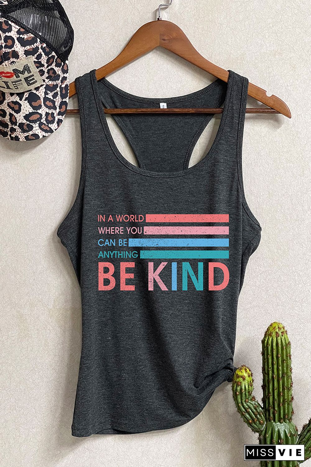 Be Kind Printed Sleeveless Tank Top Wholesale