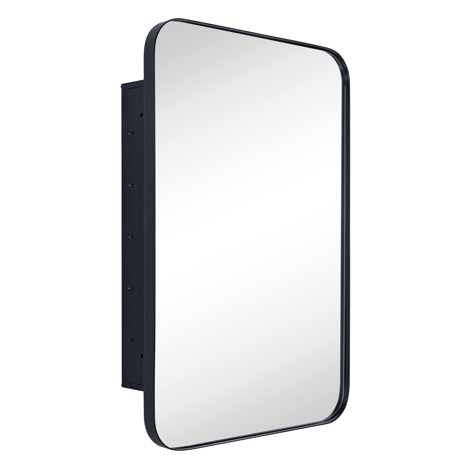 Recessed Mirror Stainless Steel Frame Medicine Cabinet with Mirror Matt Black Mirror 16 x 24 