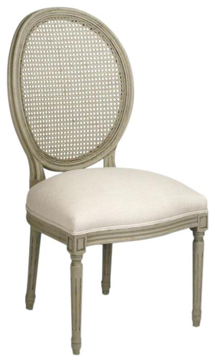 Side Chair MEDALLION Natural Faux Olive Green Wood Linen   Tropical   Dining Chairs   by EuroLuxHome  Houzz