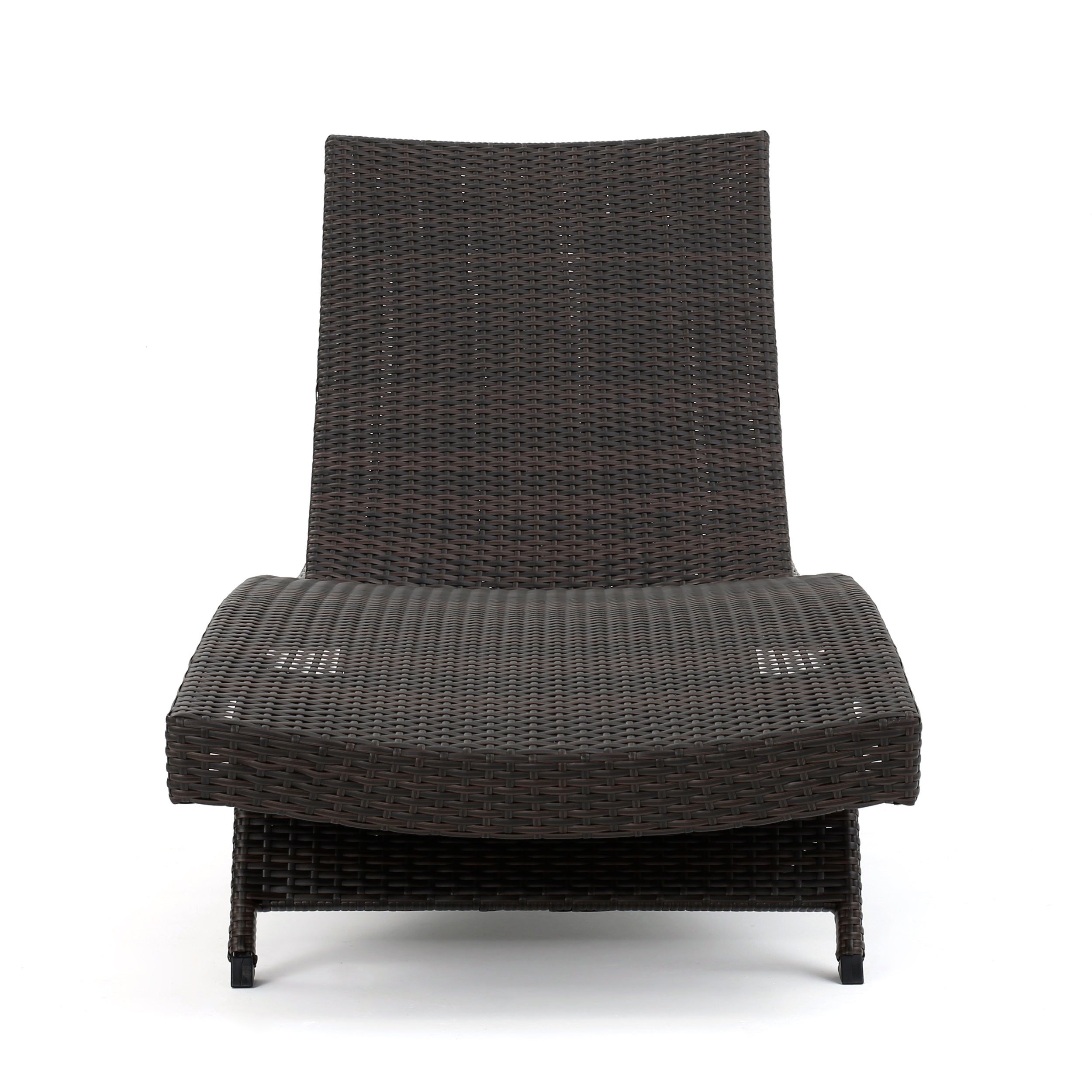 Modern Multi-Brown Wicker Chaise Lounge Set with C-Shaped End Table