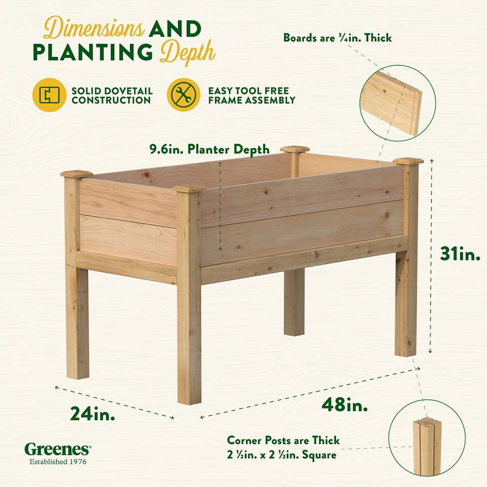 Greenes Fence 48 in. L x 24 in. W x 31 in. H Premium Cedar Elevated Garden Bed RCEV2448P