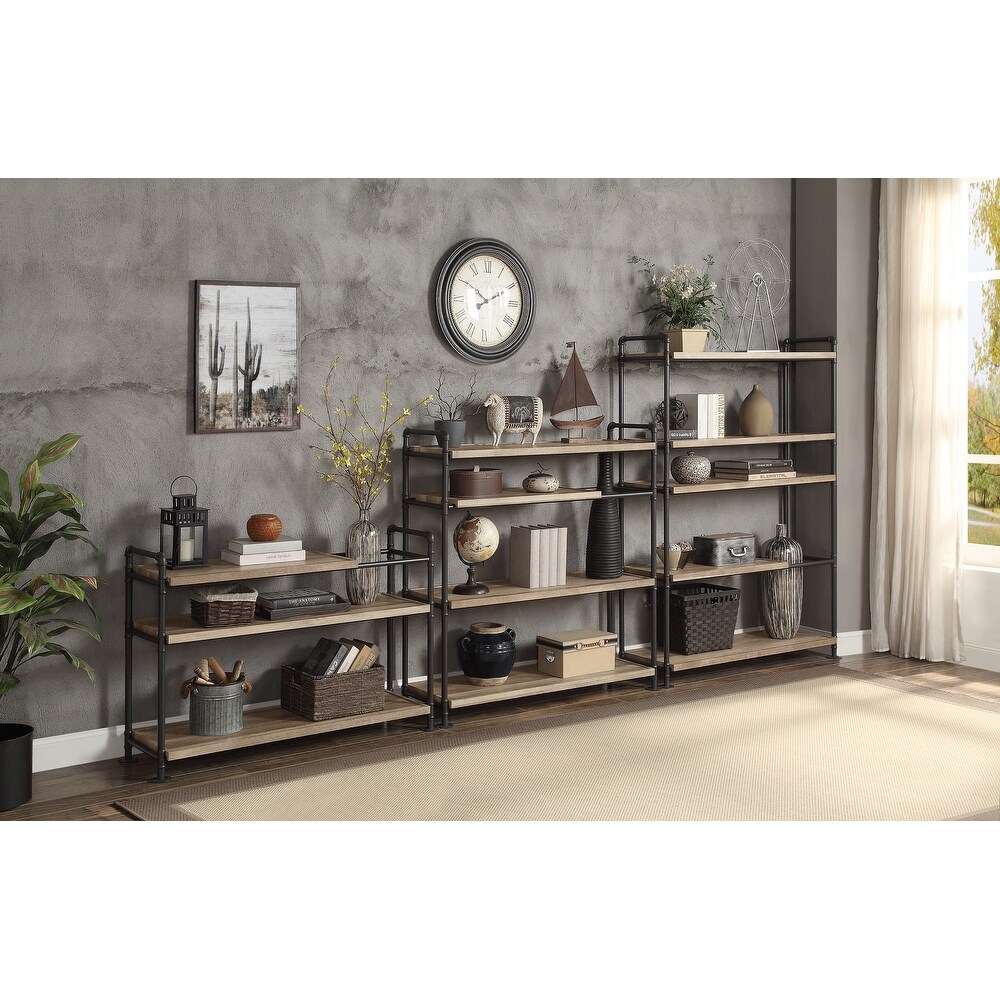 Bookshelf 3 Tier Industrial Bookcase Rustic Open Book Shelf  Standing Storage Small Bookshelf for Living Room Bedroom Kitchen