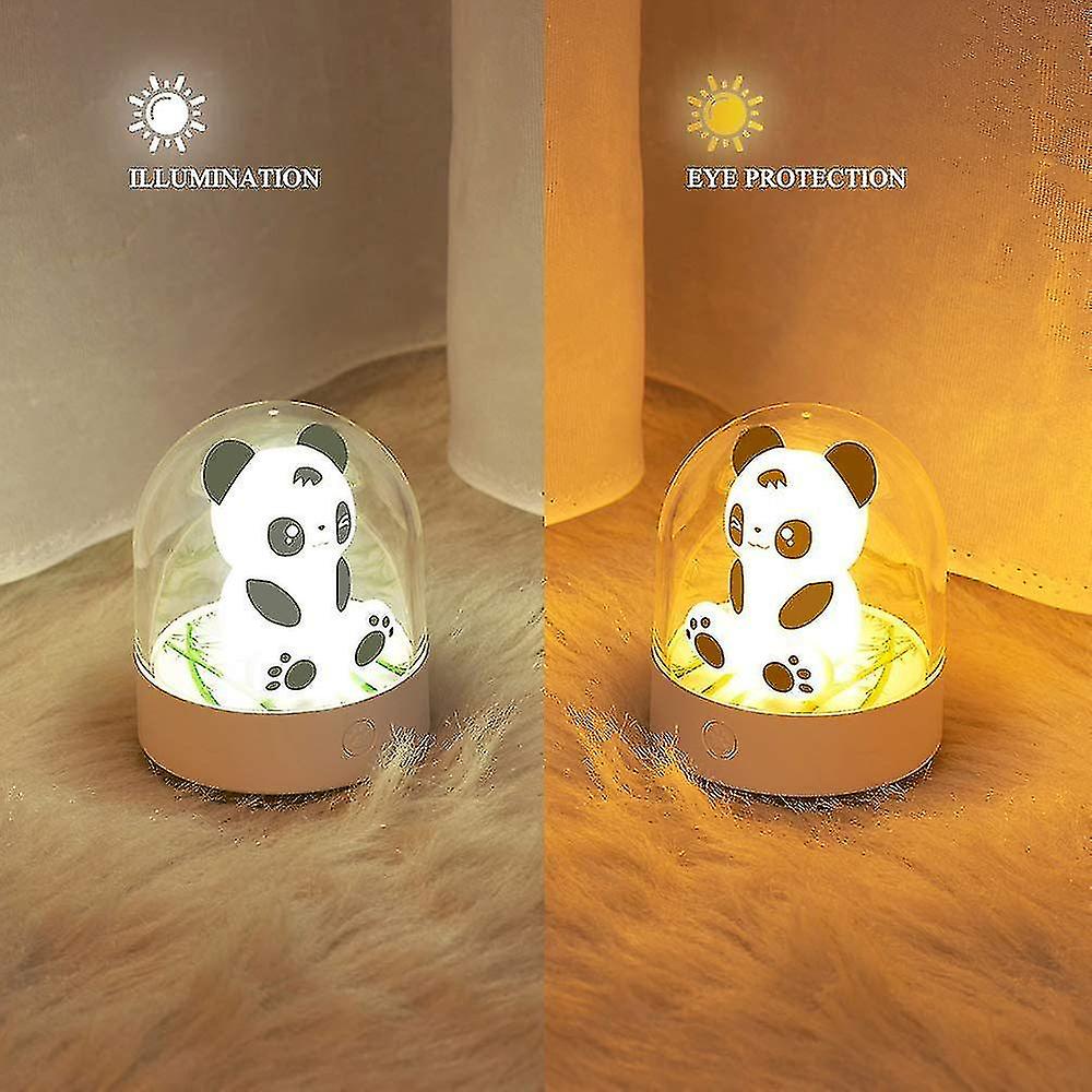 Children Baby Panda Led Night Light With Usb Charging And Color Changing Children's Room (white)