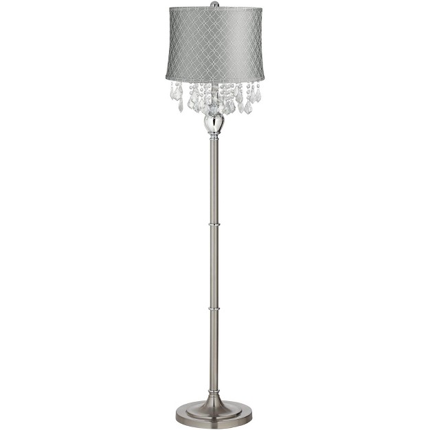 Tall Satin Steel Crystals An Qing Gray Drum Shade For Living Room Reading Bedroom Office