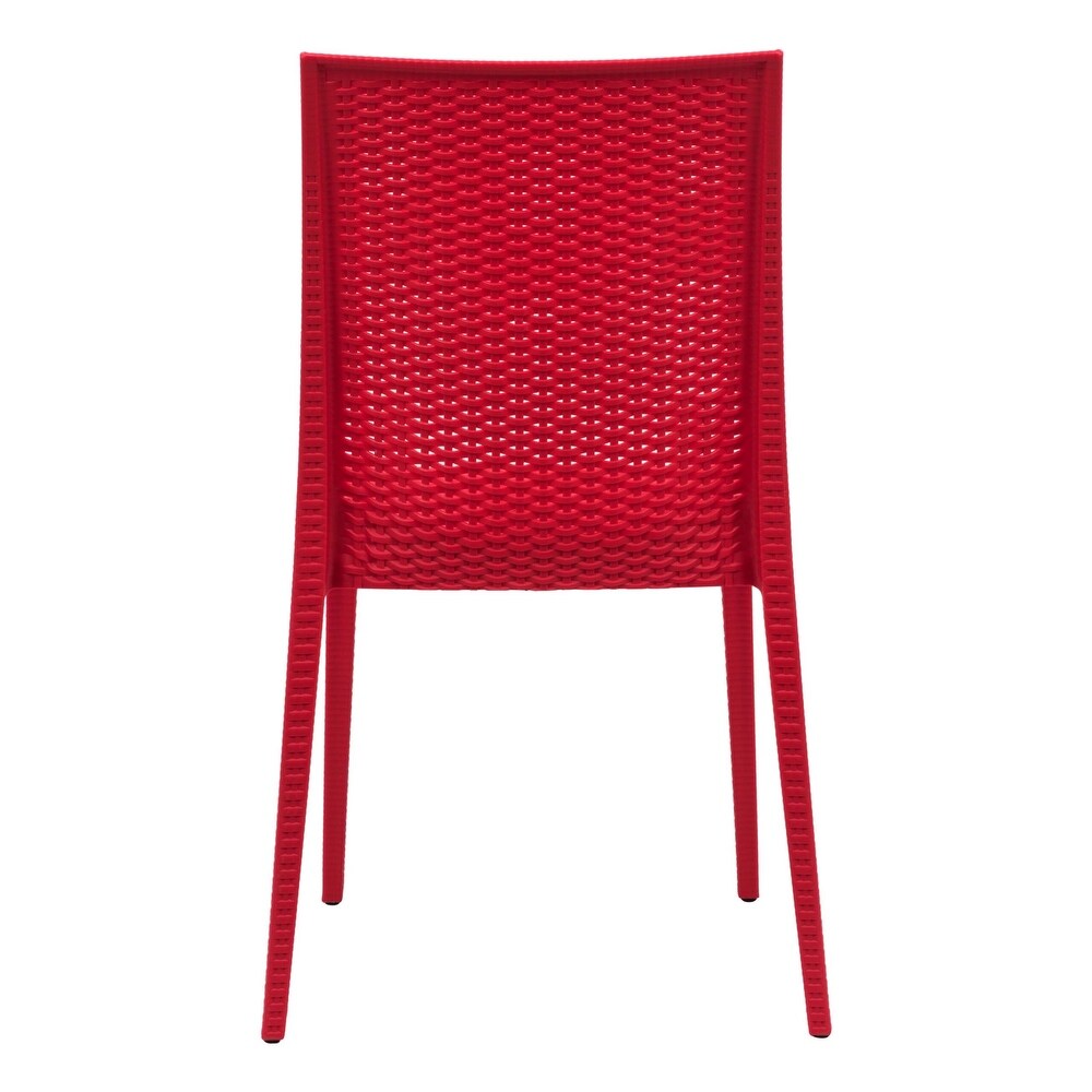 LeisureMod Mace Weave Design Outdoor Patio Dining Chair (Set of 2)