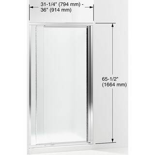 STERLING Vista Pivot II 36 in. x 65-12 in. Framed Pivot Shower Door in Silver with Handle 1500D-36S