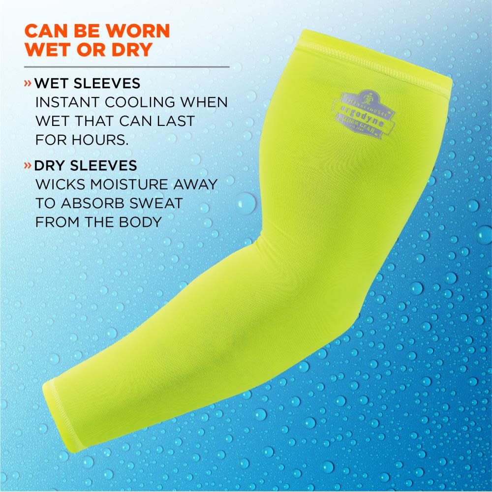 Ergodyne Chill-Its 6690 2XL Lime Cooling Arm Sleeves ;