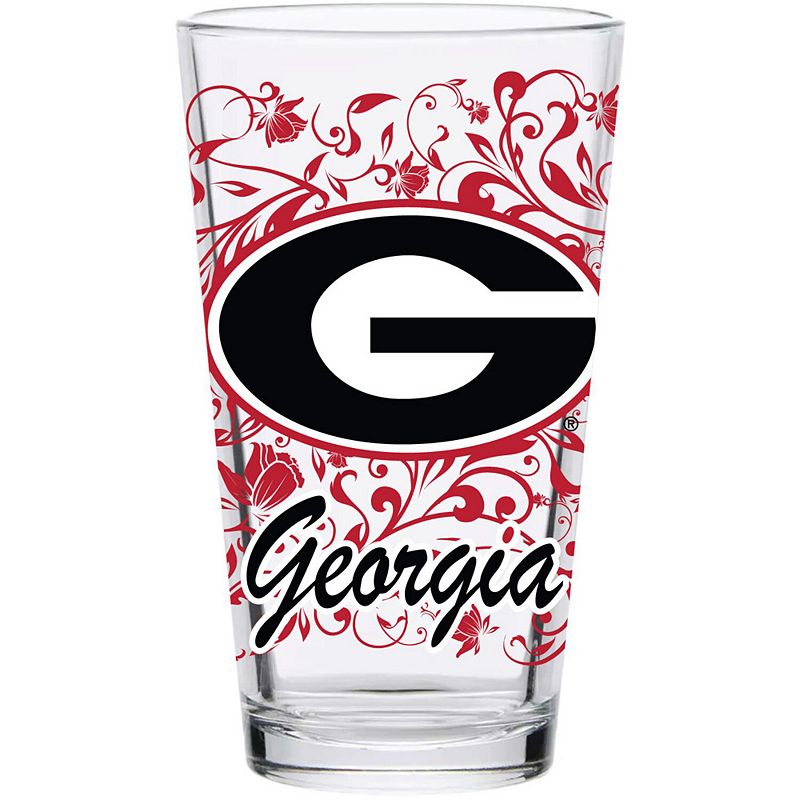 Georgia Bulldogs 16oz. Floral Pint Glass