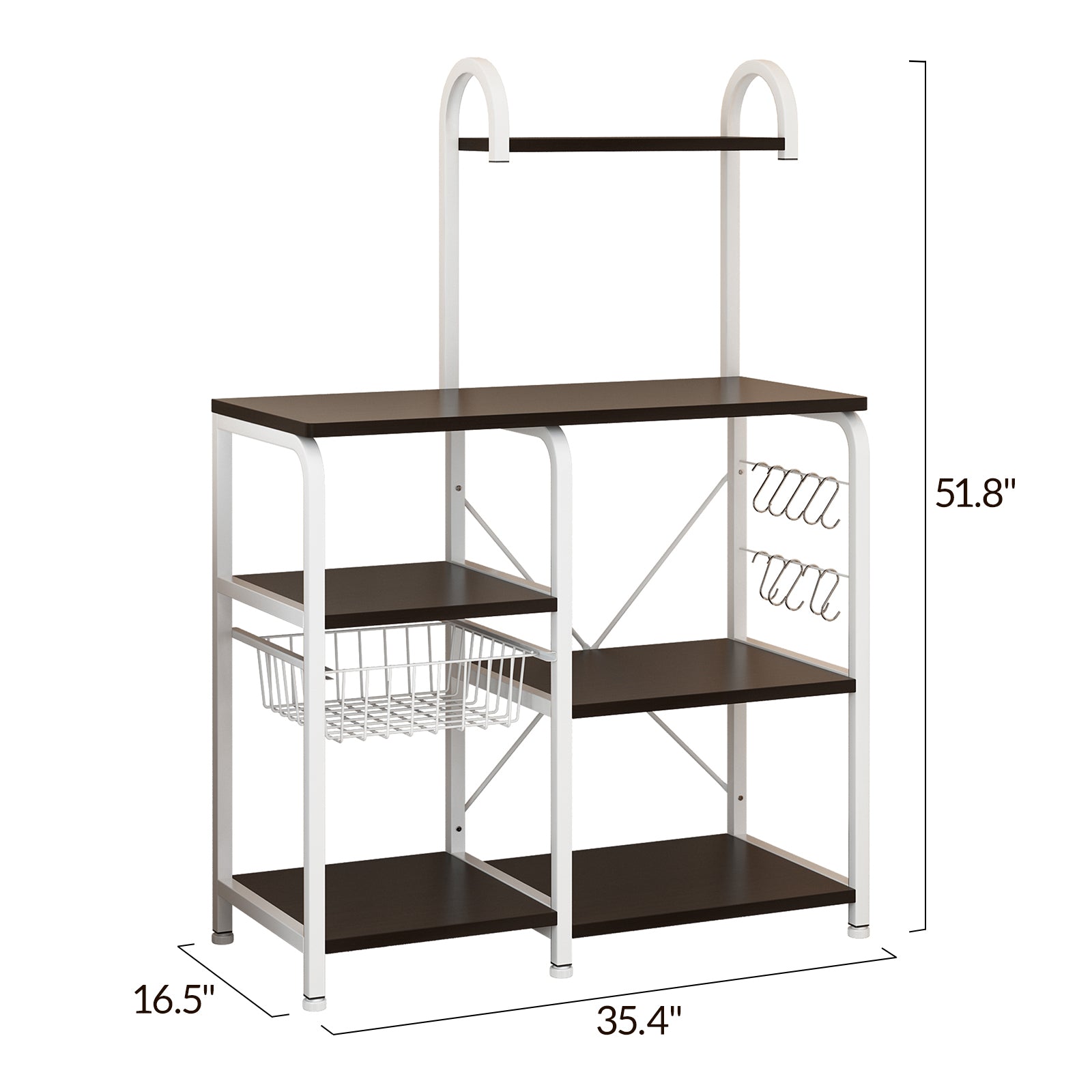 Zimtown 5-Tier Kitchen Bakers Rack Microwave Oven Stand Storage Shelf Workstation Kitchen Island with Drain Basket， Spice Rack and 10 Hooks