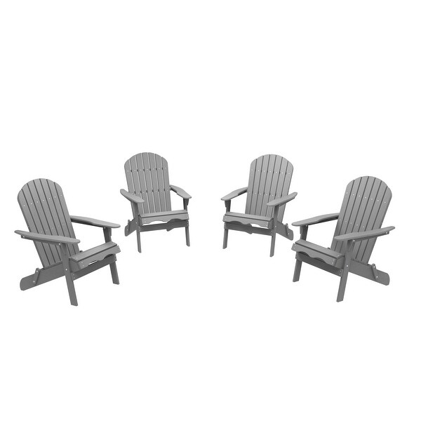 Set of 4 Outdoor Garden Solid Wood Folding Lounge Adirondack Chairs