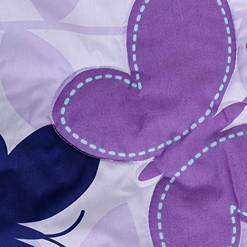 Sweet Baba Luxury 4 Piece Butterfly Crib Bedding Set，Purple Crib Set for Baby Girls，Microfiber Printed Nursery Bedding Set with Comforter/Skirt/Crib Sheet/Blanket， Cotton Crib Set