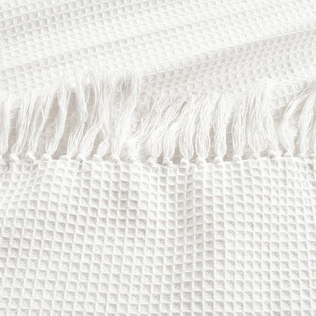 King Waffle Cotton Knit Throw Blanket White Lush D cor