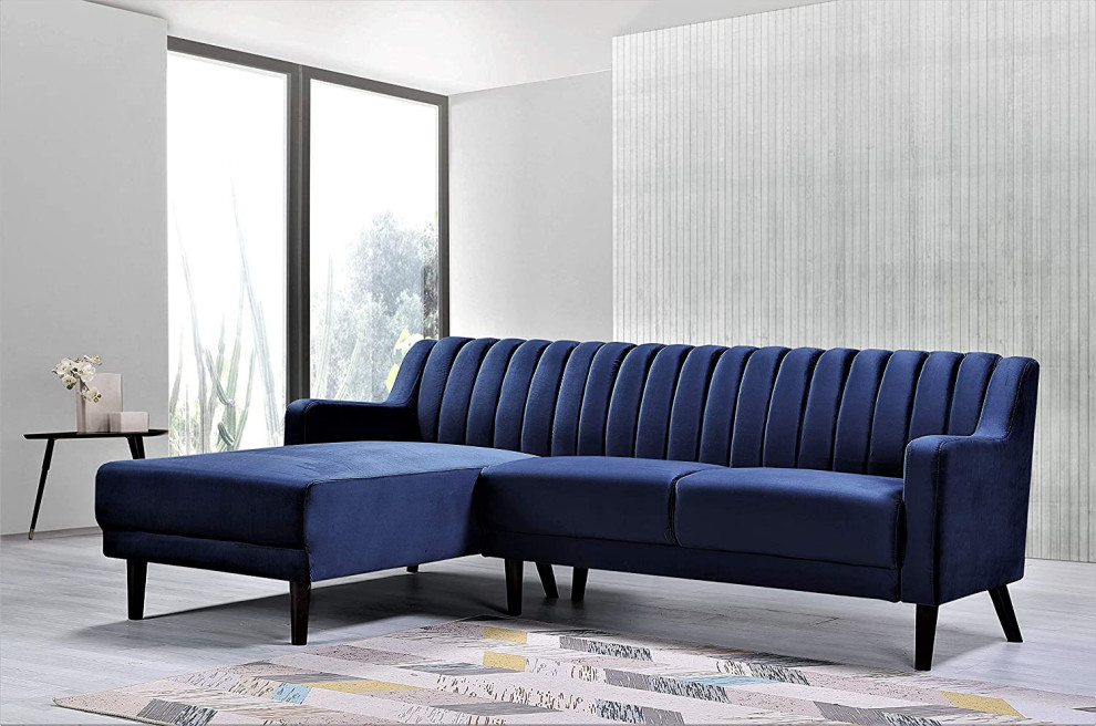 Mid Century Sectional Sofa  Elegant Design With Channel Tufted Back   Midcentury   Sectional Sofas   by Decor Love  Houzz