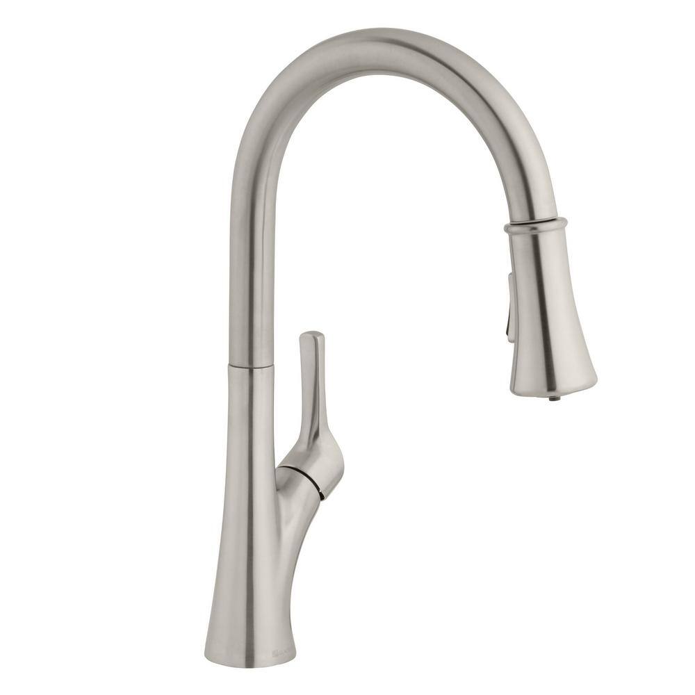 Glacier Bay Single-Handle Pull-Down Sprayer Kitchen Faucet with LED Light in Stainless Steel 67646-0008D2