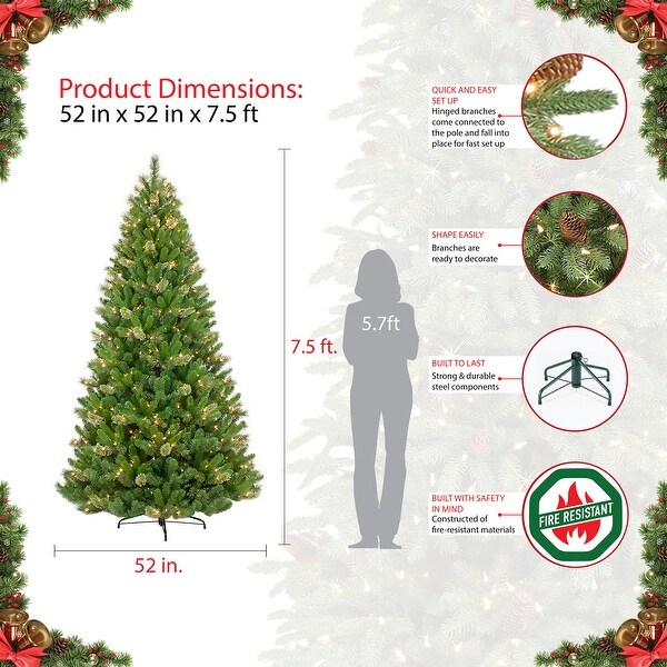 Puleo International 7.5 ft. PreLit Teton Pine Artificial Christmas Tree