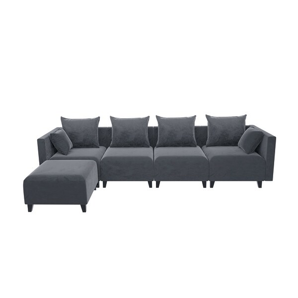 Wrapped In Luxe Velvet， Sectional Sofa Samll L Shape Modular Couch With 6 Pillows For Living Room Durable