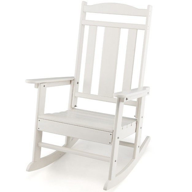 Costway Patio Rocking Chair All weather Hdpe Rocker High Back Porch White grey turquoise