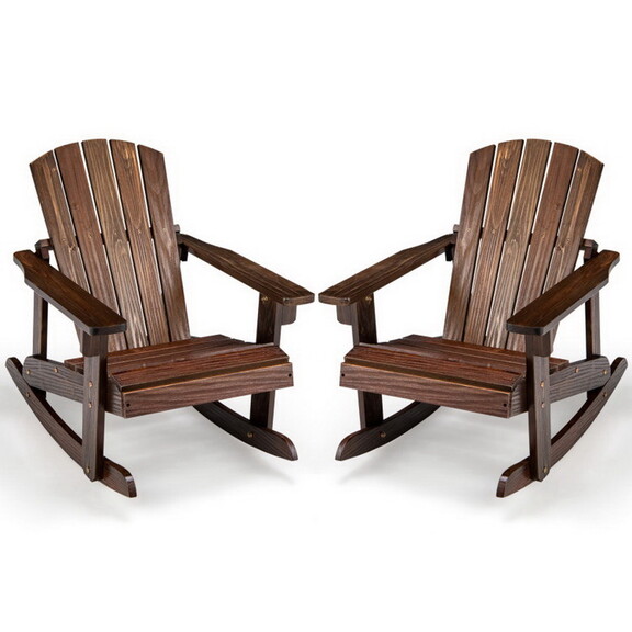 Costway Outdoor Wooden Kid Adirondack Rocking Chai...