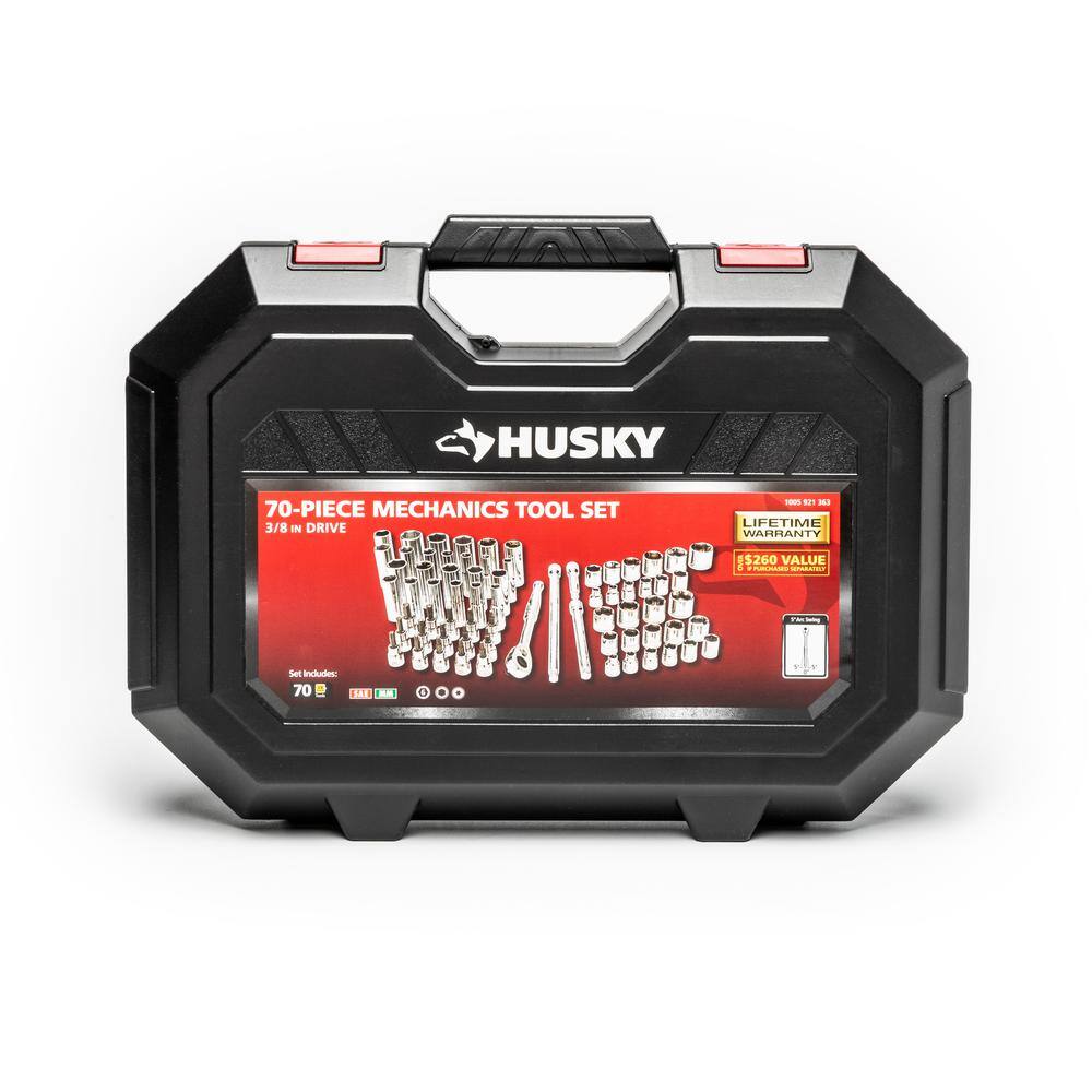 Husky 38 in. and 12 in. Drive SAEMetric Shallow and Deep Mechanics Tool Set (122-Piece) H122MTS32CB