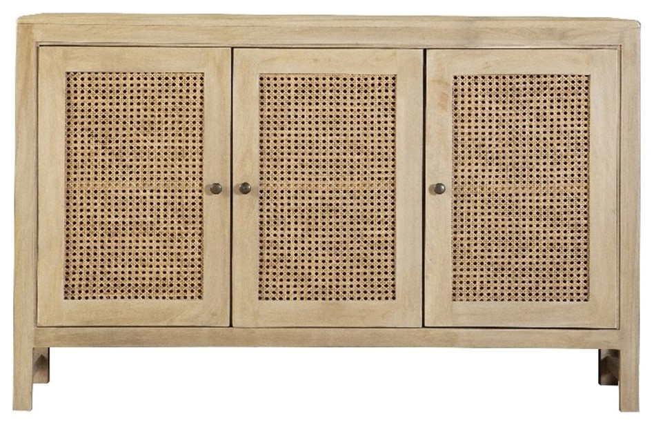 Coaster Amaryllis Rectangular 3 door Wood Accent Cabinet Natural   Tropical   Accent Chests And Cabinets   by Homesquare  Houzz