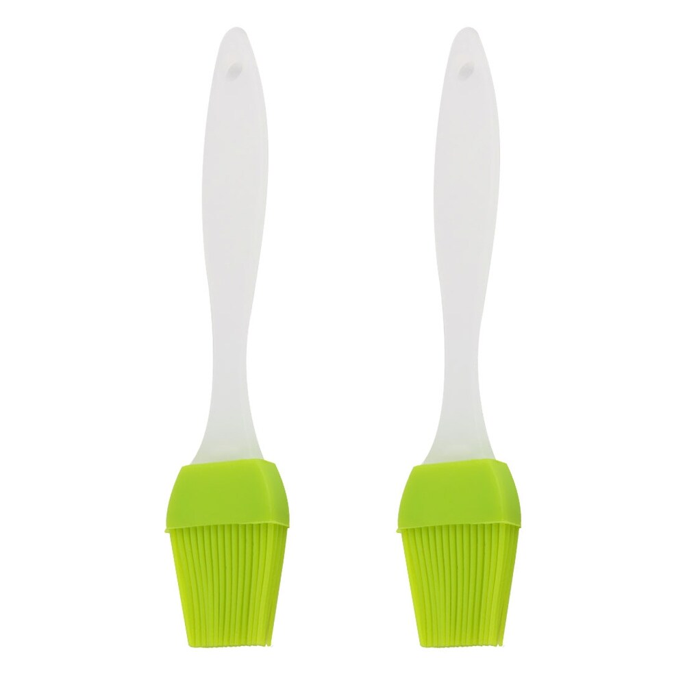 2pcs Flexible Silicone Brush Heat Resistant Non stick Cooking Tool   Green
