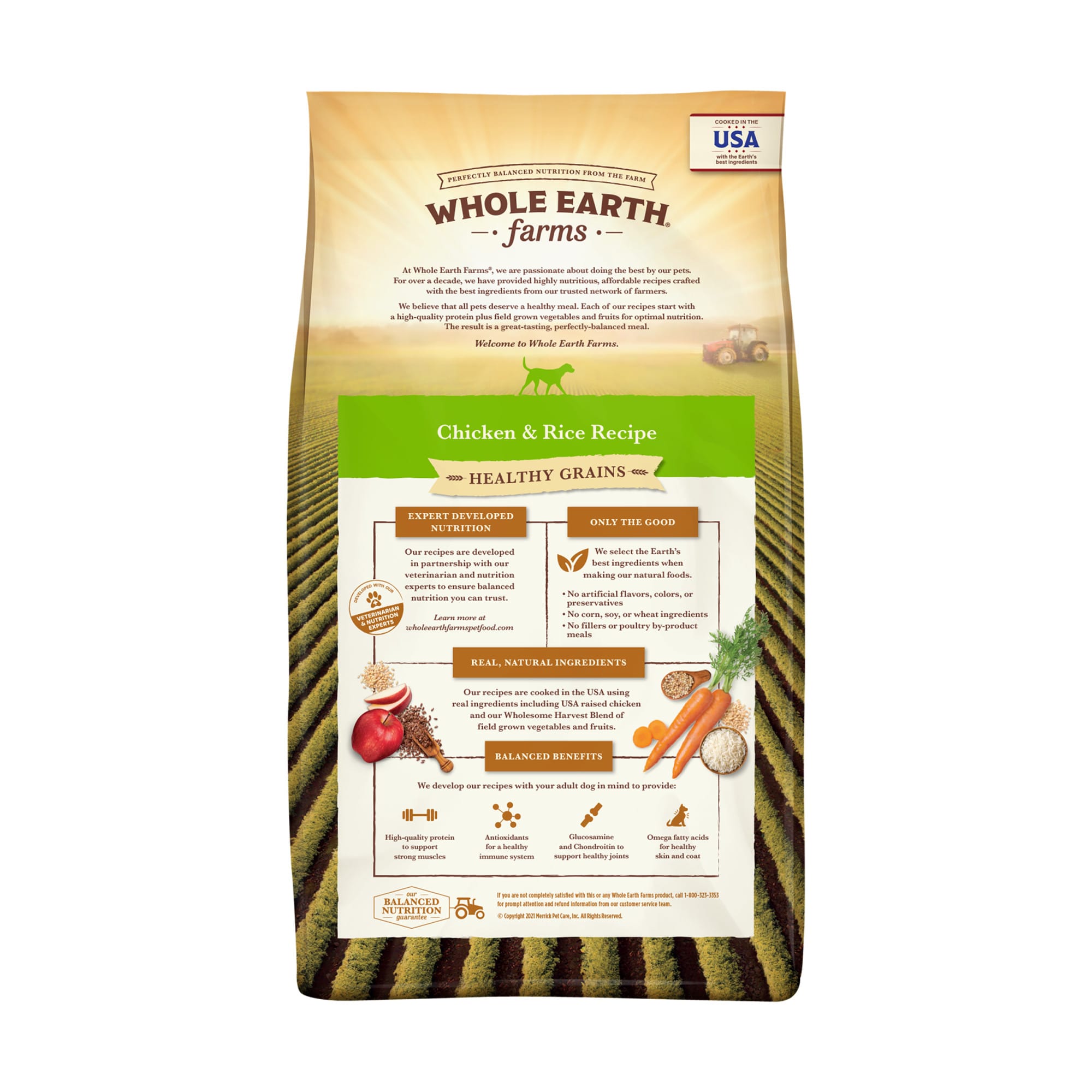 Whole Earth Farms Healthy Grains Chicken and Rice Recipe Dry Dog Food， 4 lbs.