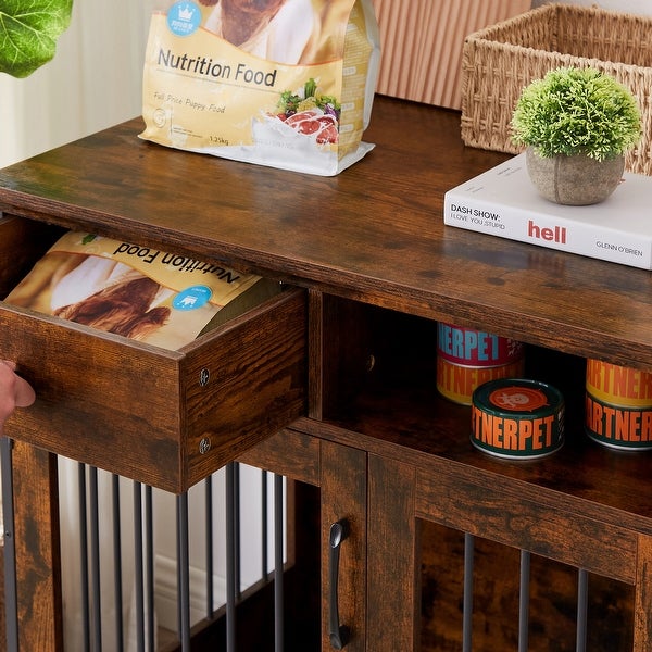 Indoor Dog Crate End Tables， Wooden Kennels with Removable Tray