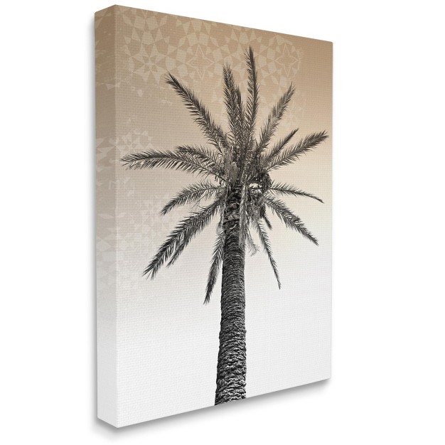 Stupell Industries Palm Tree Tropics Beige Geometric Pattern Sky Gallery Wrapped Canvas Wall Art 24 X 30