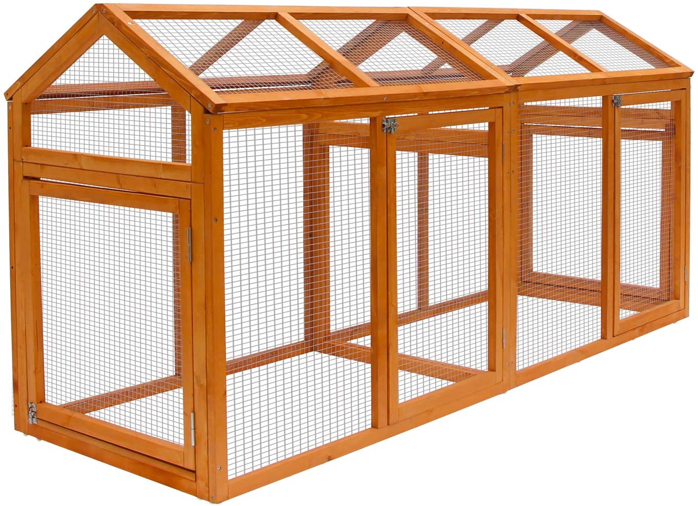 Kinbor Wooden Chicken Coop Outdoor Large Hen House Poultry Cage Rabbit Hutch-2 Runs