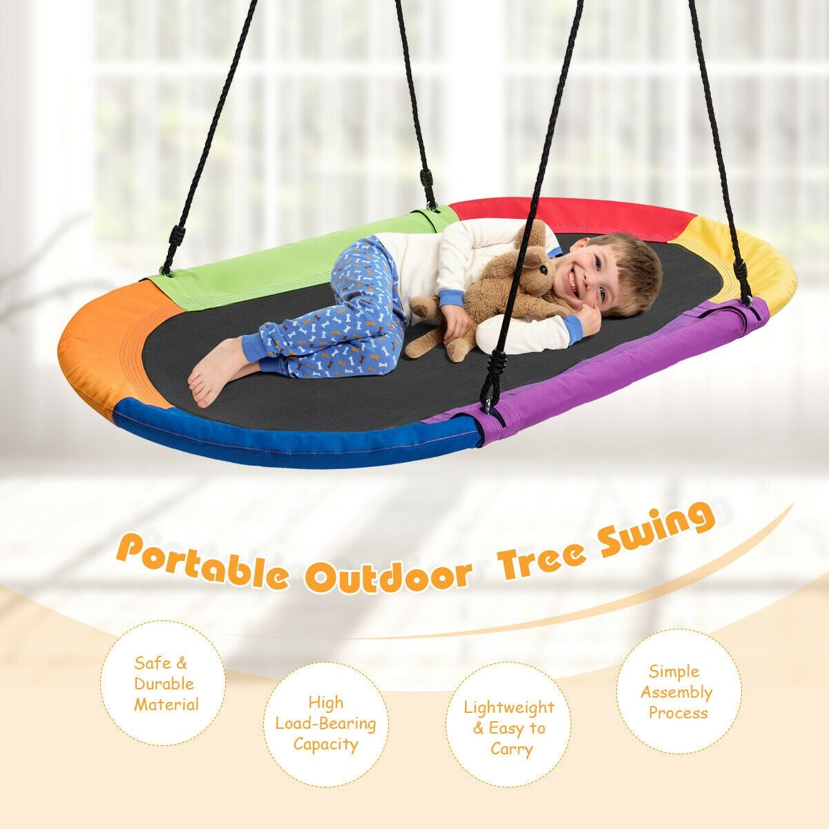 Costzon 60'' Giant Waterproof Platform Saucer Tree Swing Set, 700 lb Weight Capacity