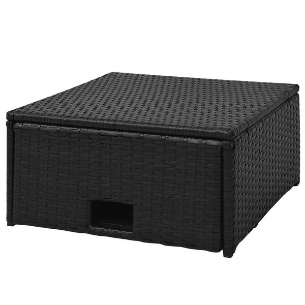 4 Piece Patio Lounge Set with Cushions Poly Rattan Black - Overstock - 37842844